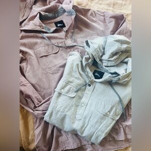 Bundle of 2 Imperial Motion Lightweight Hooded Popover Pullover Shirts Mens Lrg